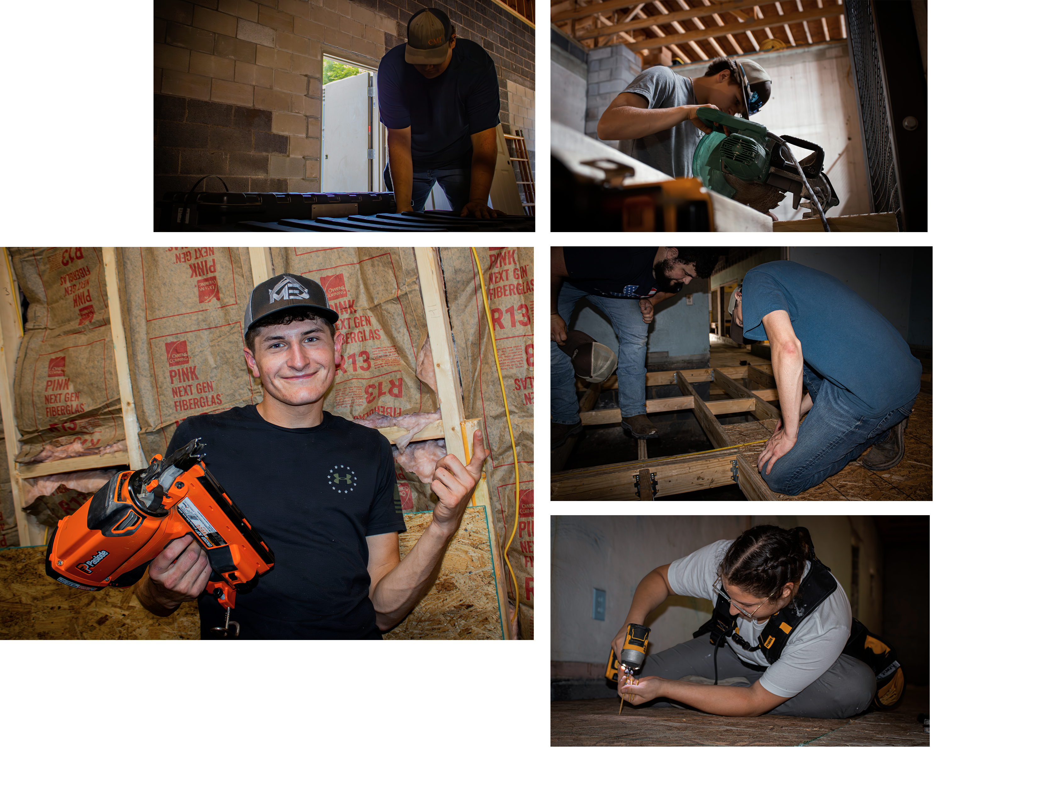 Interns at the Adaptive Experimentation Facility in Lizemore, WV work on construction of the new site.